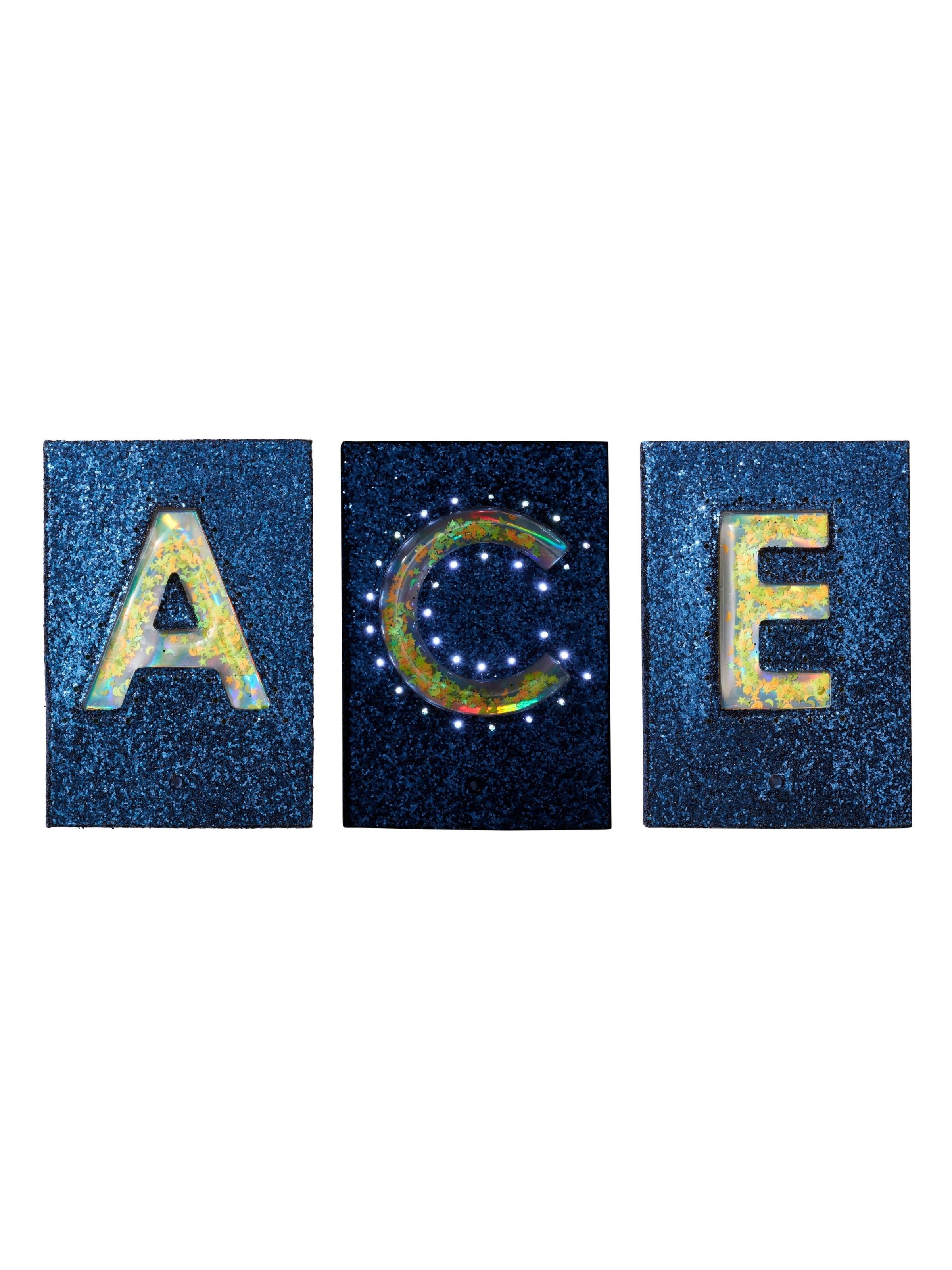 Space Light Up Glitter Alphabet A5 Notebook