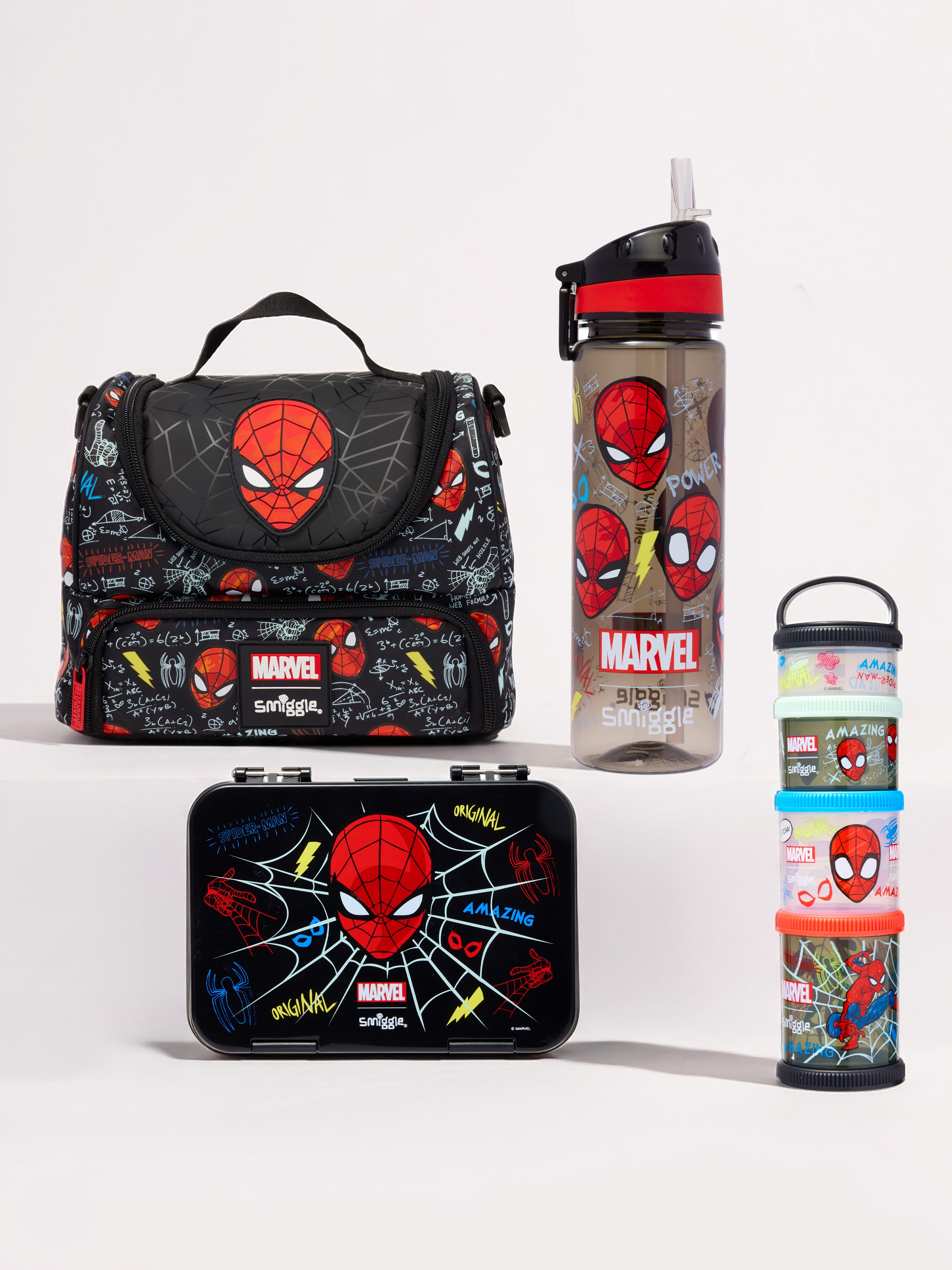 Spider-Man 4 Piece Lunch Bundle W Drink Up Bottle 650Ml
