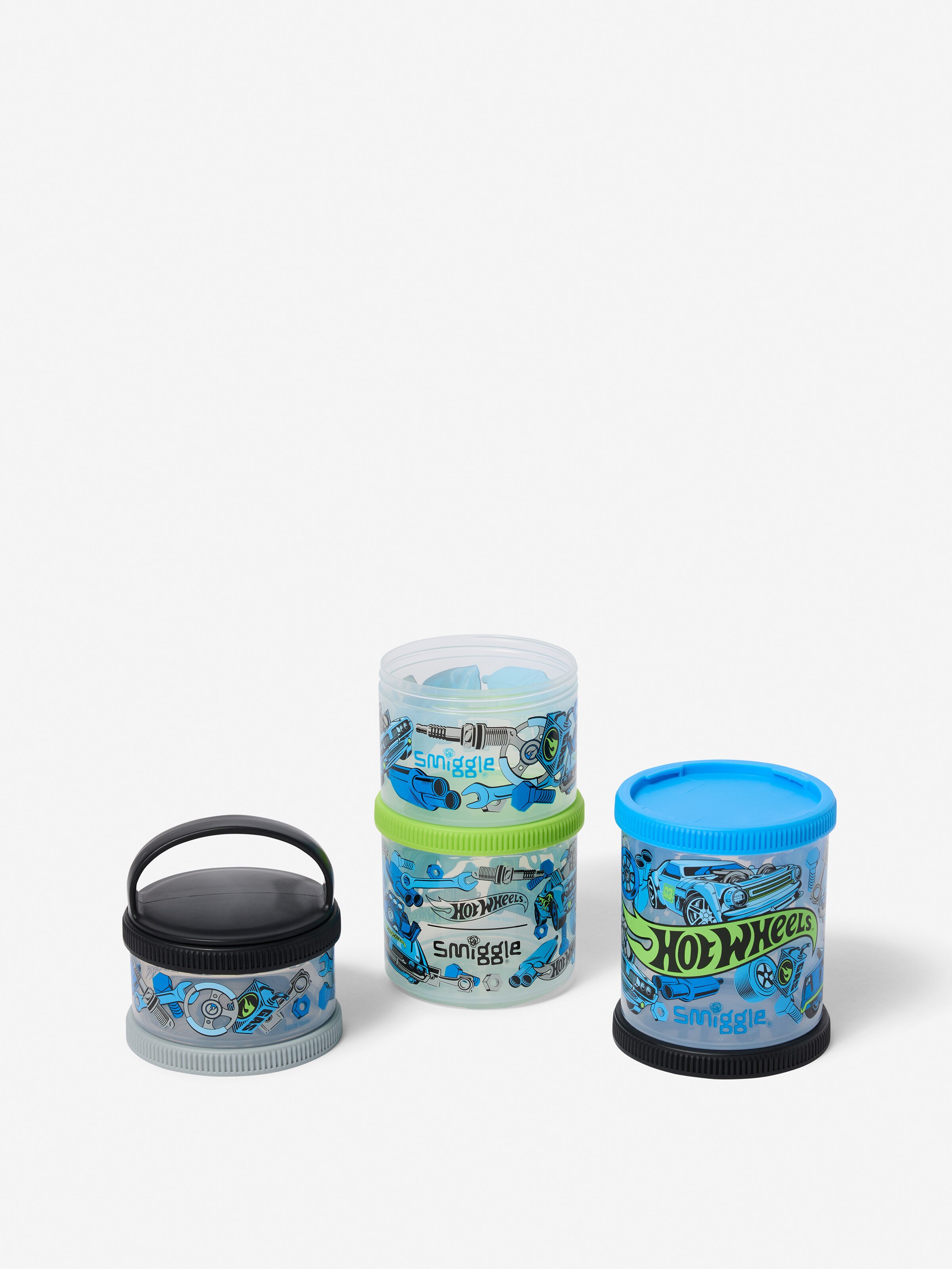 Hot Wheels Large Snack And Stack Containers X4