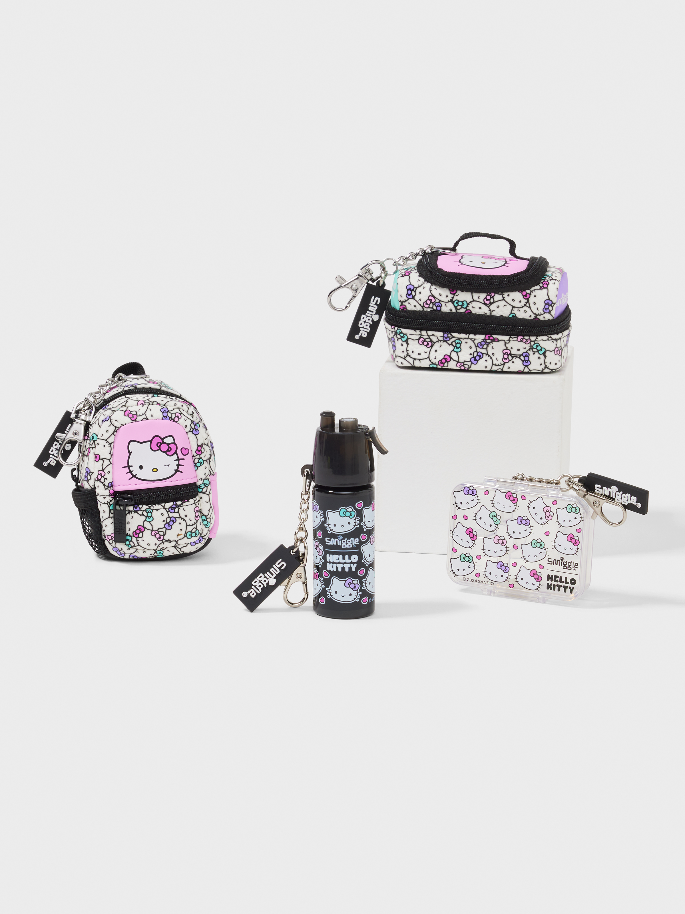 Hello Kitty 4 Piece Mini Collectable Keyring Bundle                                                                             